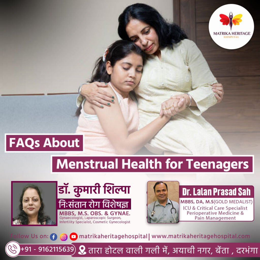 Teenage girl smiling with sanitary pad in hand, promoting menstrual awareness in Bihar – Matrika Heritage Hospital