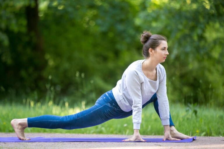 Woman doing yoga safely for heart health